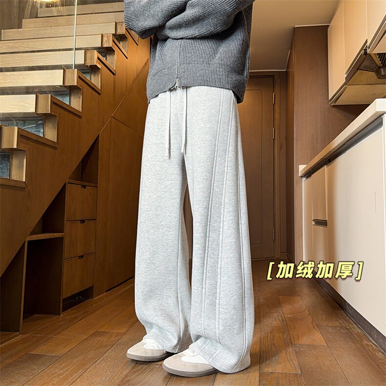 加绒加厚运动卫裤男宽松百搭休闲直筒阔腿裤冬D52148-TP5598,男装休闲裤,电商A102