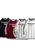 2026中性风三杠条纹圆领字母印花休闲大码M-5XL卫衣男WY77765P48，男装卫衣，星座227-7