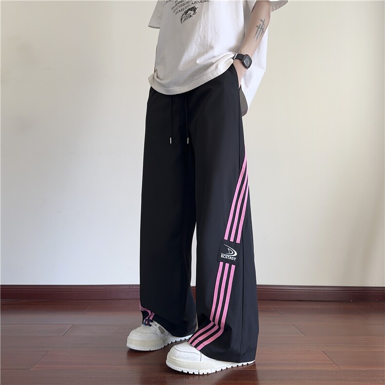 春夏新款美式运动条纹设计宽松休闲冰丝裤B315-K25643-特p35控68,男装休闲裤,电商B315