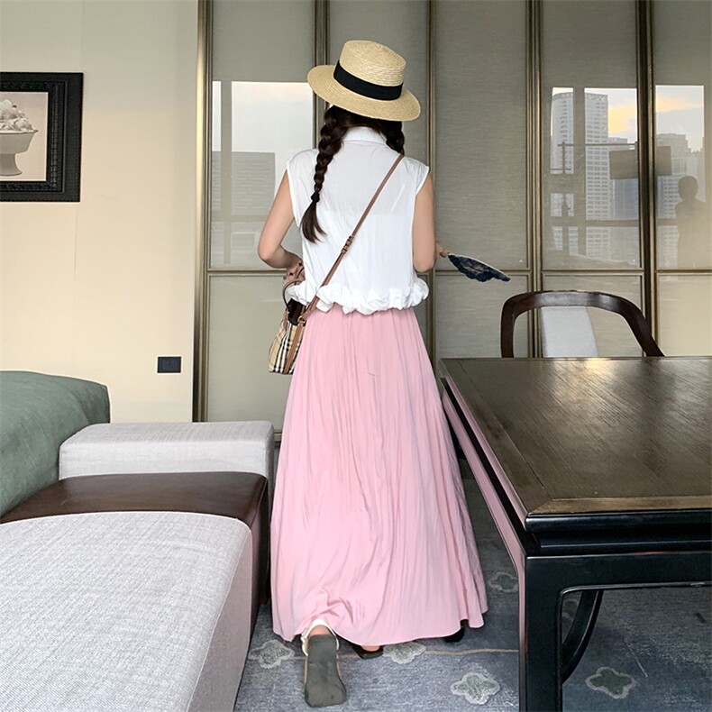 【已出大货】【数据好】花瓣衬衫两件套连衣裙中长款2024夏季新款,女装连衣裙,C位