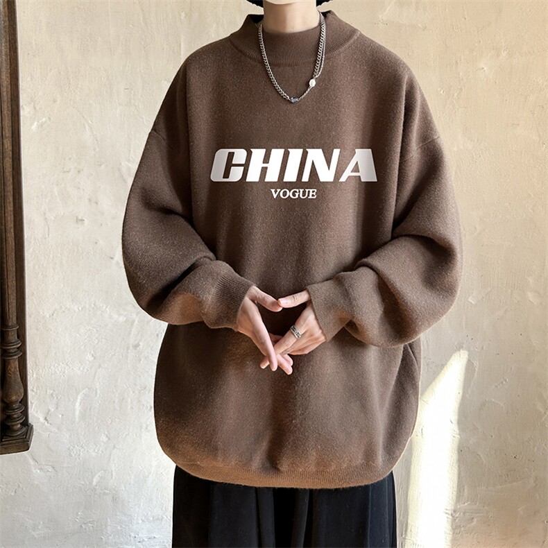 控68半高领毛衣男士大码针织衫男毛线衣男M18001-P45加绒款-P65,男装针织衫/毛衣,电商A040