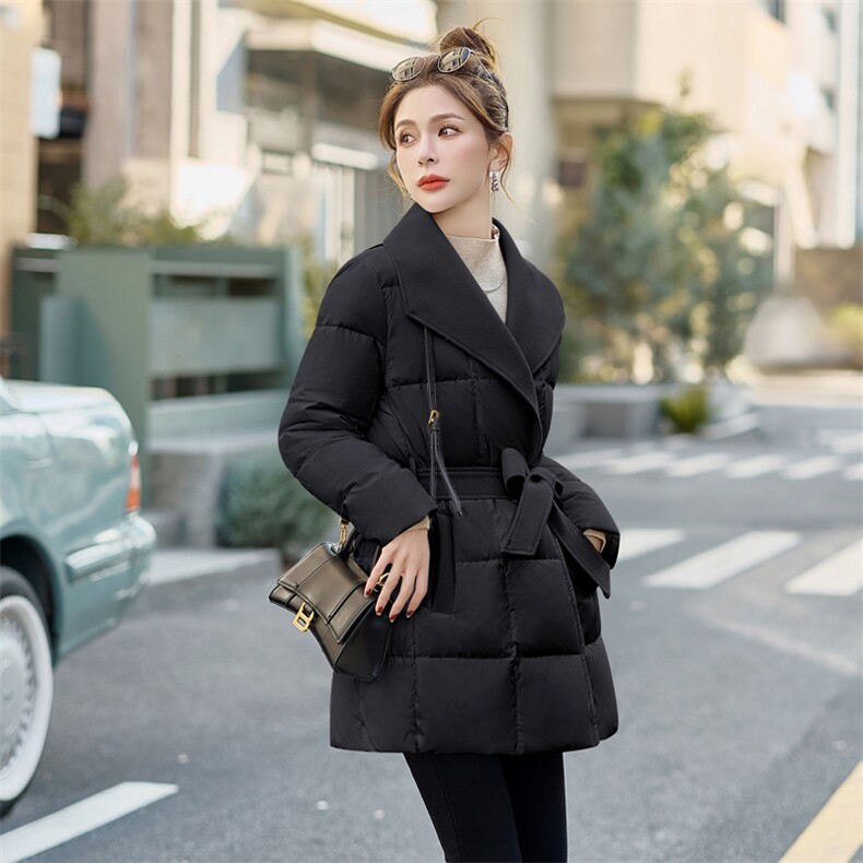 收腰羽绒服女中长款2026冬季新款独特漂亮高端小香风白色保暖外套,女装羽绒服,火爆靓佳人