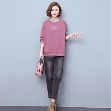 2020冬季新款时尚气质绣花高领加绒卫衣休闲套装，女装套装/套裙，独衣靓