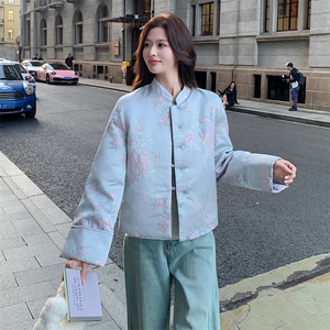 现货！（90新标带检）新中式提花料立体花羽绒服女气质保暖外套图片
