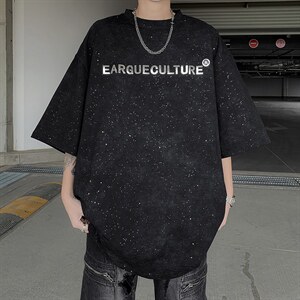 满天星亮片设计感金属字母短袖T恤男夏季网红半袖-H86047特P28图片