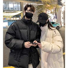 情侣装冬装港风pu软皮刺绣棉服棉衣休闲加厚外套男G1108P128，男装棉衣，电商A339