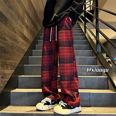XZ616春季新款格子设计抽绳款直筒休闲裤长裤TY2431P65控78，男装休闲裤，星座512A（原616）