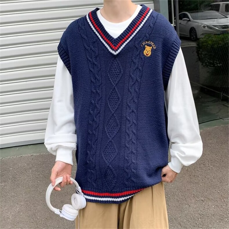 2023秋冬新款外搭宽松背心日系学院风复古针织毛衣马甲M517-P38,男装针织衫/毛衣,星座512-2