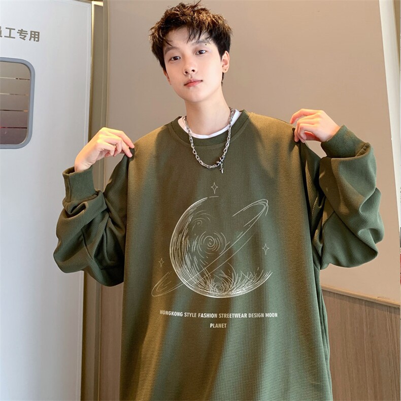 ！2023秋冬新款男士华夫格圆领卫衣百搭学生上衣HWY50P28,男装卫衣,电商B220