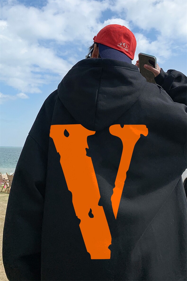 ！秋季重磅宽松大码港风橙色v印花连帽卫衣LW12-特p35,男装卫衣,星座508（原C305）