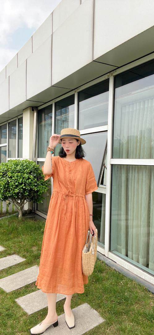 纯苎连衣裙小衫裤子裙子衬衣 时尚风 风淑女风休闲风，女装连衣裙，川哲