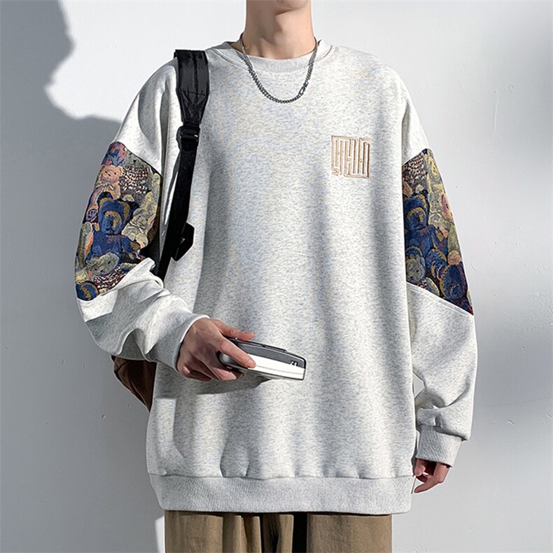 2026春季新款光影墙大码320克华棉刺绣卫衣M-5XHW23675-特P35,男装卫衣,电商A022