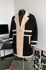 中长款男装呢料呢子风衣24冬季撞色毛呢大衣XZ514-2-F528-P135，男装风衣，星座514-2(原B239)