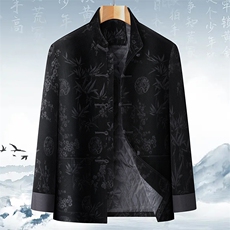 长期有货中老年风唐装棉服中山装盘扣男加绒复古棉衣外套，男装棉衣，钱塘723