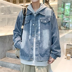 垫肩夹克春秋ins宽松牛仔外套男款美式做旧工装上衣JM1008，男装工装外套，星座1116A-1（原606A）