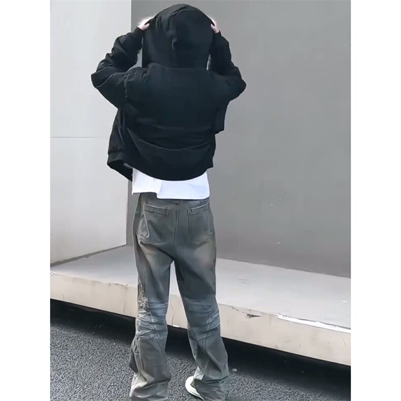 现货高品质美式高街冬季重磅硬挺短款座山雕毛领棉衣男女加厚外套,男装棉衣,电商A486-1