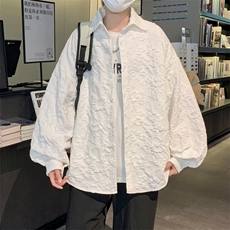 春秋高级感衬衫男士韩版潮流设计感浮雕压花衬衣外套W3824-P40，男装衬衫，星座512-2