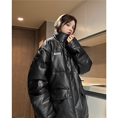 中性冬季宽松美式高街PU皮棉衣假两件加厚外套XZ811A-MF120-P135，男装棉衣，星座811A