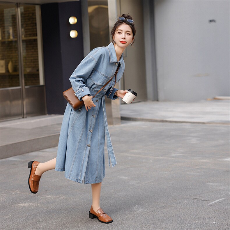 2024春秋季牛仔连衣裙中长款女衬衫裙,女装连衣裙,秋水欣儿