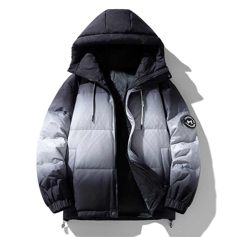 雪景冬季防寒白鸭绒连帽渐变色男士羽绒服外套大衣Y90313P228,男装羽绒服,星座309（原A406）
