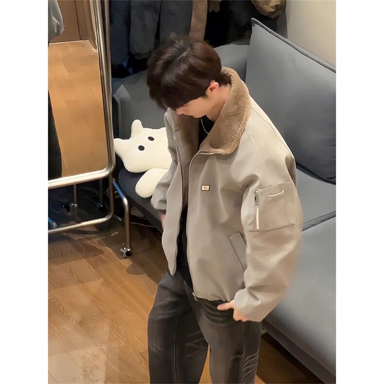 仿兔毛保暖翻领棉服pu皮毛一体棉衣外套MY0326特P103,男装皮衣,星座908-1