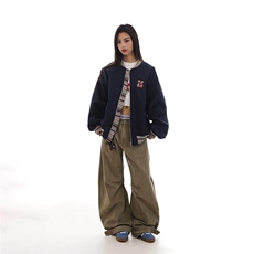 美式复古民族风夹克外套情侣潮牌高级感提花拼接情侣棒球服JK3004，男装夹克，电商D315