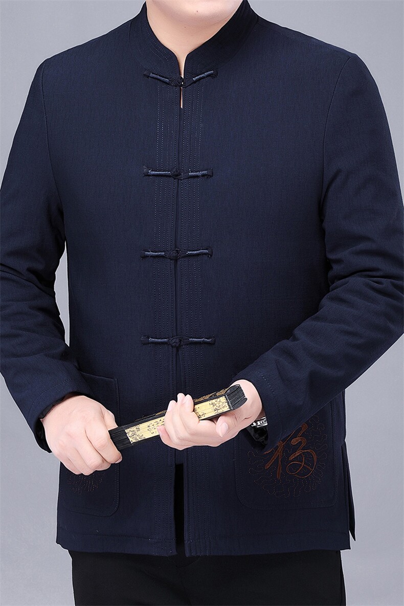 DH00-2032钱塘2020-2春季新款中老年男士唐装风长袖上衣P113,男装民族服装,钱塘207-2