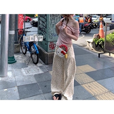 小个子白色碎花牛仔裤女夏季新款高腰宽松显瘦Kitty刺绣阔腿裤子，男装牛仔裤，星座1210-1