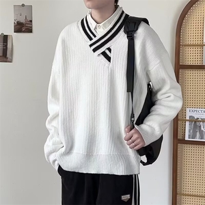 长袖常规潮牌小众v领设计针织毛衣休闲秋冬季纯色V领MY839/P48图片