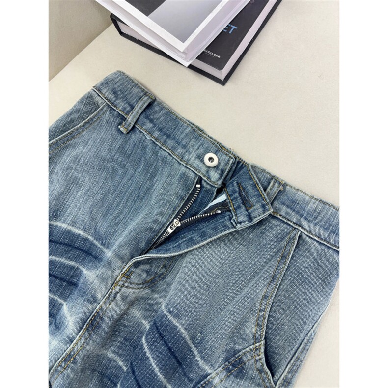 B221美式ins高街暗黑宽松直筒竹节纹工装牛仔裤LK26614-特P55控98,男装牛仔裤,电商B221