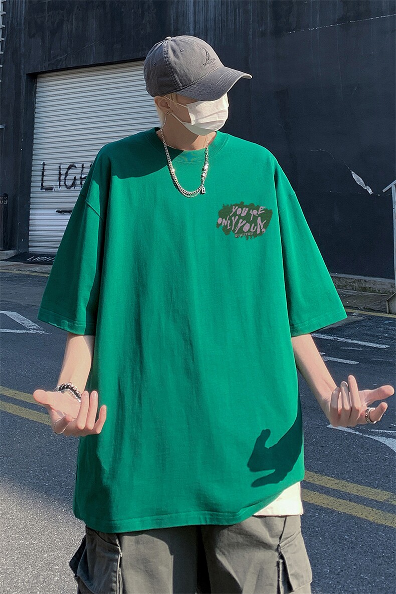 XZ517A-BK3031-P28大码男装2023原创涂鸦简约潮流情侣T恤重磅,男装T恤,星座517A
