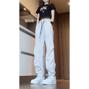 军绿色夏季薄款冰丝裤凉感速干休闲裤褶皱束脚长裤CK999-特P35图片