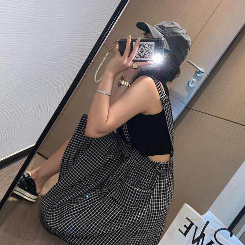 格子背带裙，女装，XTZ style