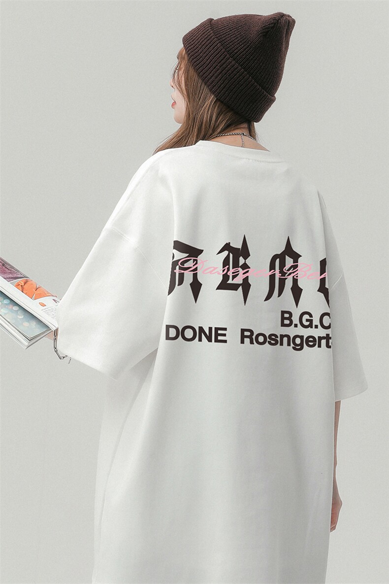 中性风23新款夏季时尚百搭宽松字母印花纯棉短袖T恤T1175P25控38,男装T恤,A247A