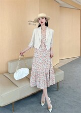 【现货】夏季新款套装西装碎花连衣裙，女装职业装，罗琳格