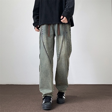 2025新款侧边拉链设计黄泥色宽松牛仔裤A316-1-K1219P60控78，男装牛仔裤，星座906（原电商a316-1）