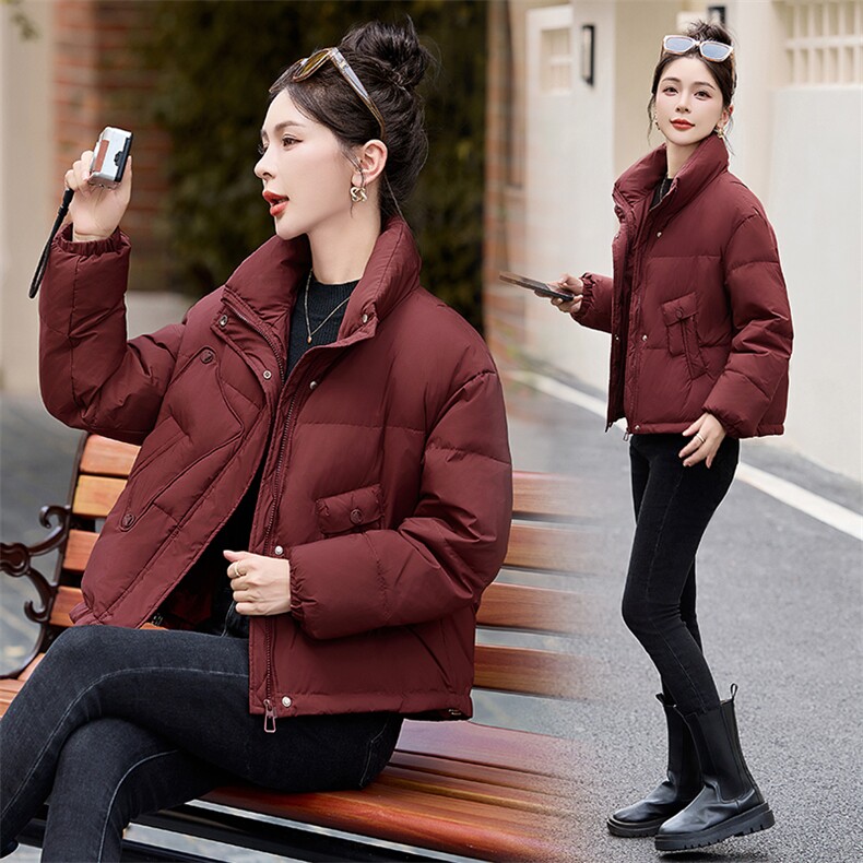 超好看短款白鸭绒羽绒服女2025冬新款小个子时尚宽松立领保暖外套，女装羽绒服，涵亦佰惠