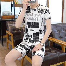 夏季短袖T恤短裤男休闲套装青少年初潮牌个性套装男T721-P28，男装套装，星座1206（原A206）