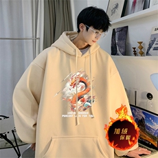龙年卫衣冬季美式加绒加厚连帽卫衣外套DL1763常规特P35加绒特40，男装卫衣，电商A486