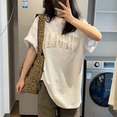 万针全刺绣工艺抖音得物高品质260克重磅纯棉双纱美式高街短袖T恤，男装T恤，电商A486