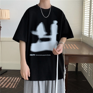 240G重磅美式印花纯棉大码宽松休闲短袖T恤 FSDX005 P30控48图片