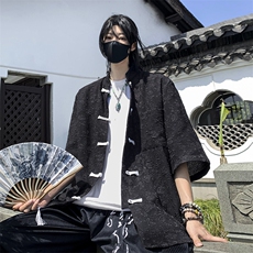 新中式风短袖衬衫男夏季潮牌宽松寸衬衣夏季半袖上衣12799-p42，男装衬衫，星座1008-2