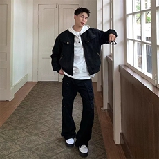 美式复古做旧工装夹克男女春秋宽松休闲棒球服短款外套潮，男装夹克，星座1210-1