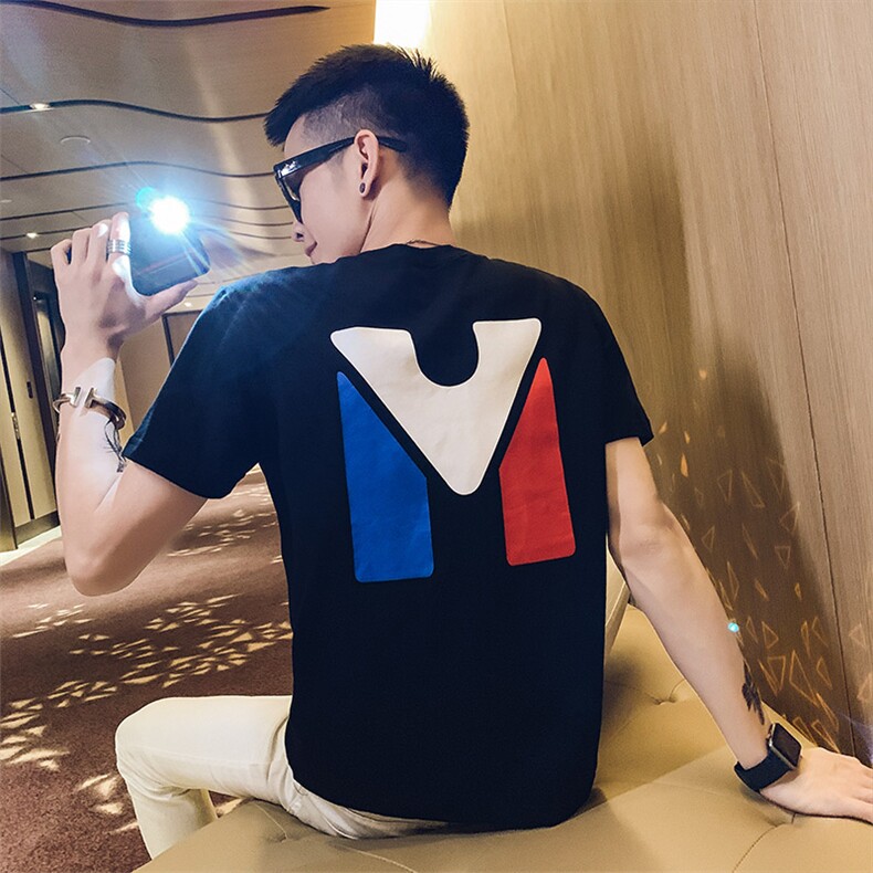 M34夏季短袖t恤男韩版修身网红潮牌半袖衣服社会精神小伙,男装T恤,星座102A（原电商D309-1）