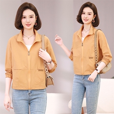 大码外套中年女春秋装休闲夹克2025新款时尚妈妈宽松短款风衣，女装短外套，木橙西子