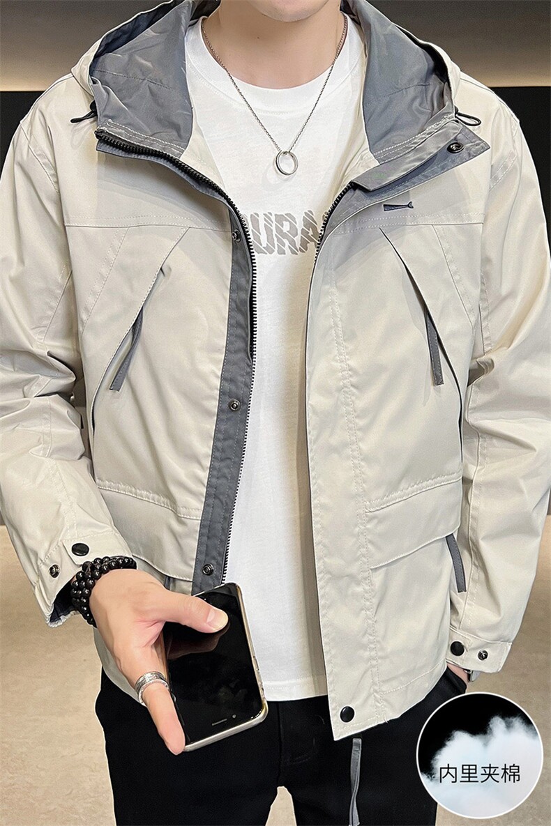 加棉加厚男士连帽青年简约休闲二棉夹克外套S99151-P105常规90,男装夹克,星座310B-3