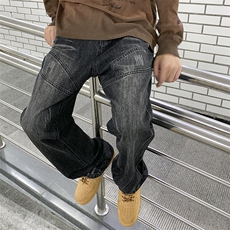 早春微喇牛仔裤男款潮牌街头直筒宽松休闲长裤子NK942P65，男装牛仔裤，电商D321