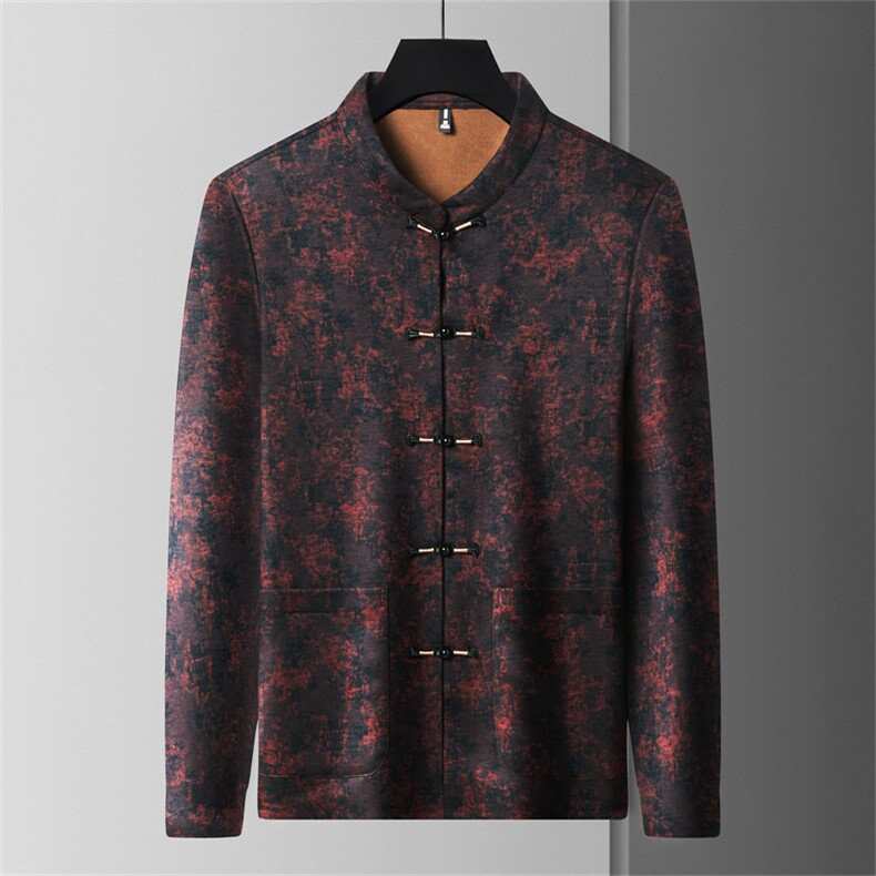 新款常货高品质冬款中老年山羊绒含加绒唐装外套男中年唐装,男装民族服装,钱塘723