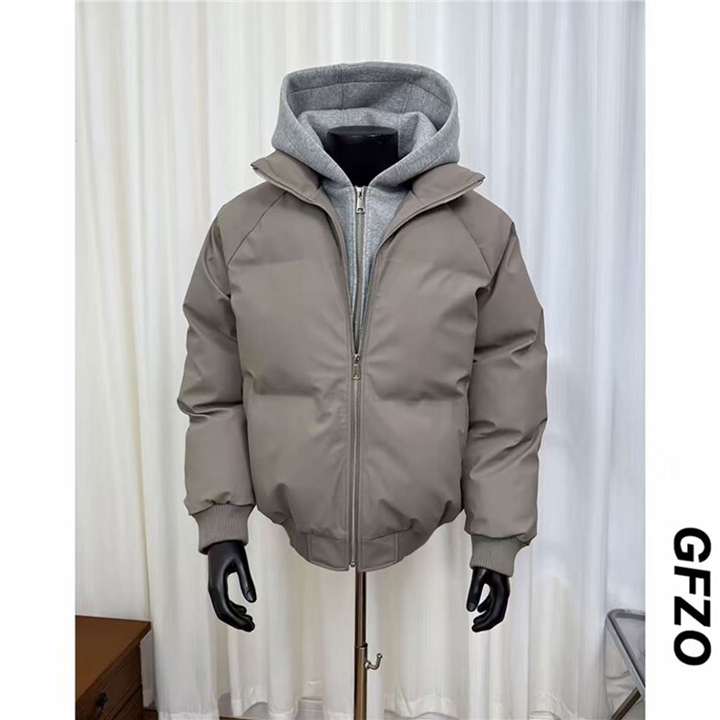 网图冬季美式短款假两件插肩双层连帽双拉链保暖棉服D513特P105,男装棉衣,电商A335-1（原A458）