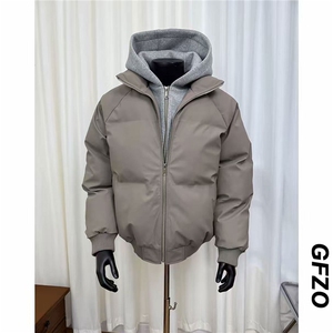 网图 冬季美式短款假两件插肩双层连帽双拉链保暖棉服D513 特P105图片